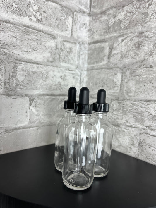 2 oz. Clear Glass Bottle with Glass Pipette